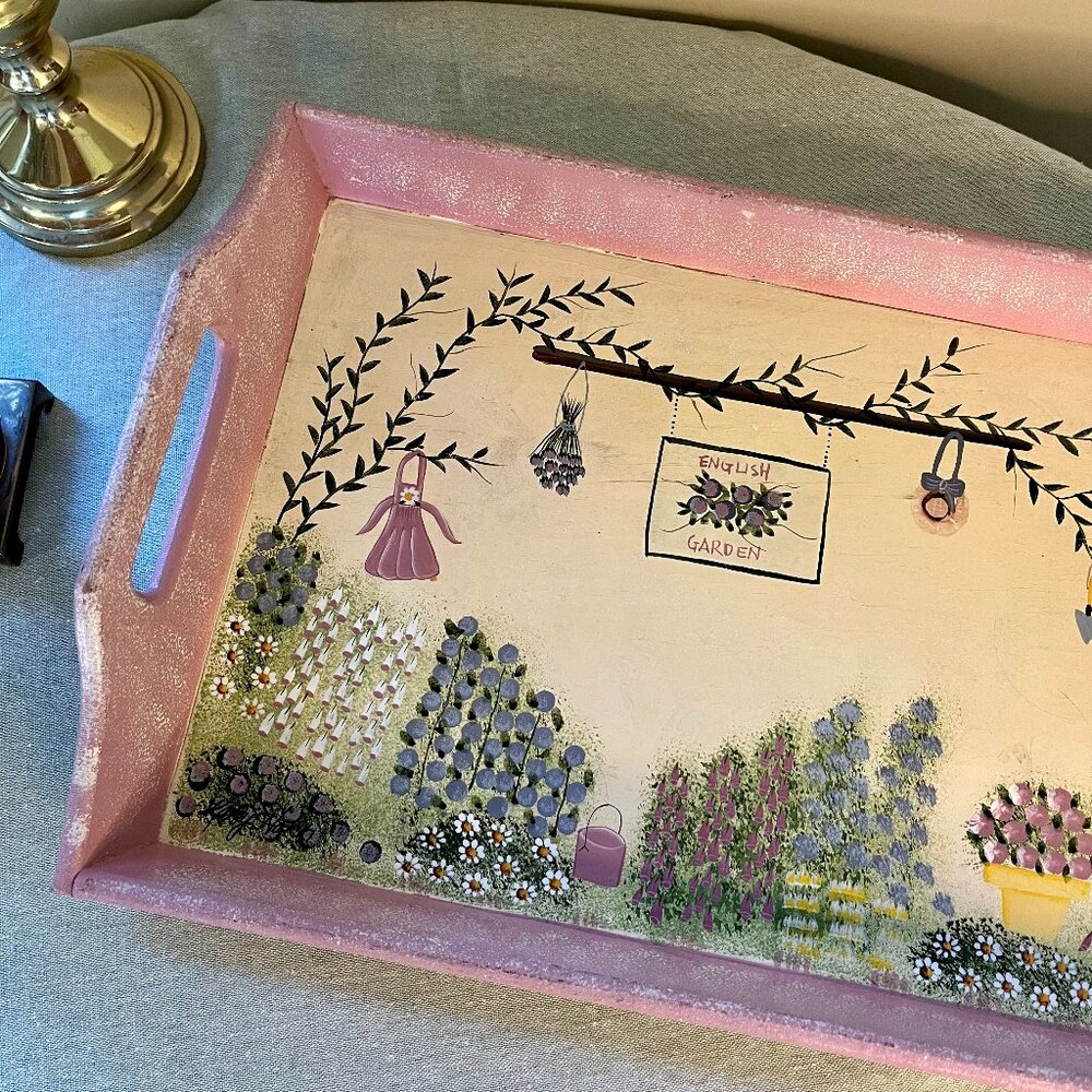 Vintage English Garden Tray | Kathy Hatch English Garden Painted Tray